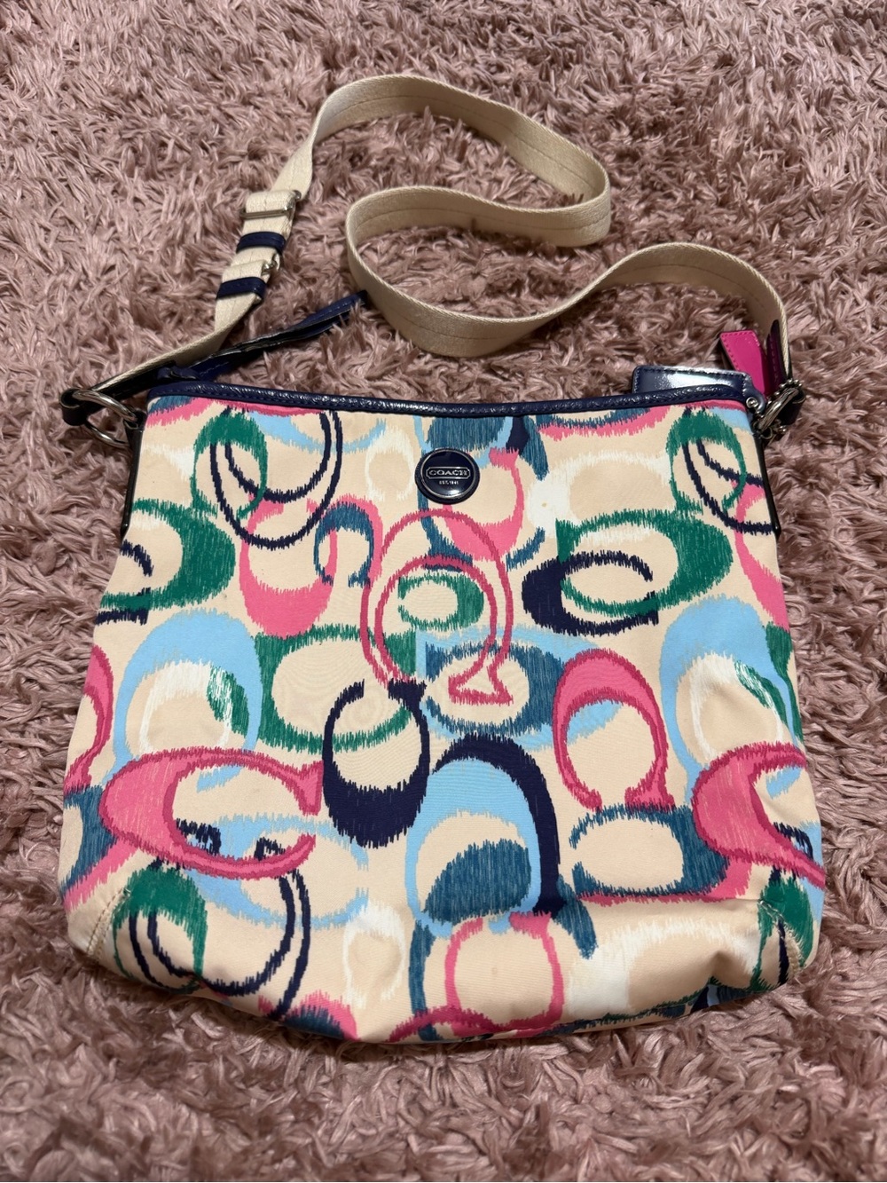 Coach Multicolor Signature Circle-Print Crossbody Bag Y2K